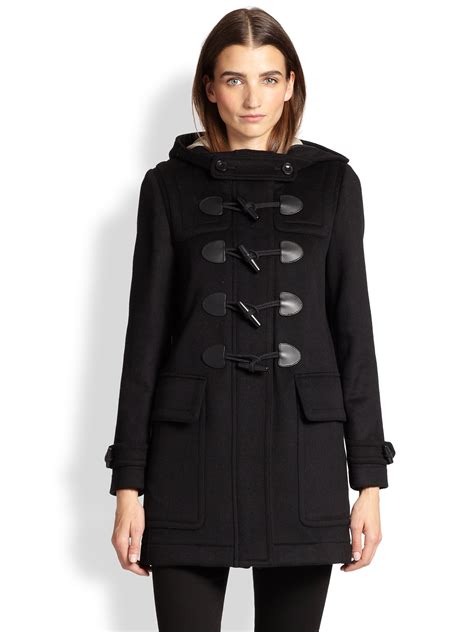 burberry brit wool hooded toggle coat|Burberry full length trench coat.